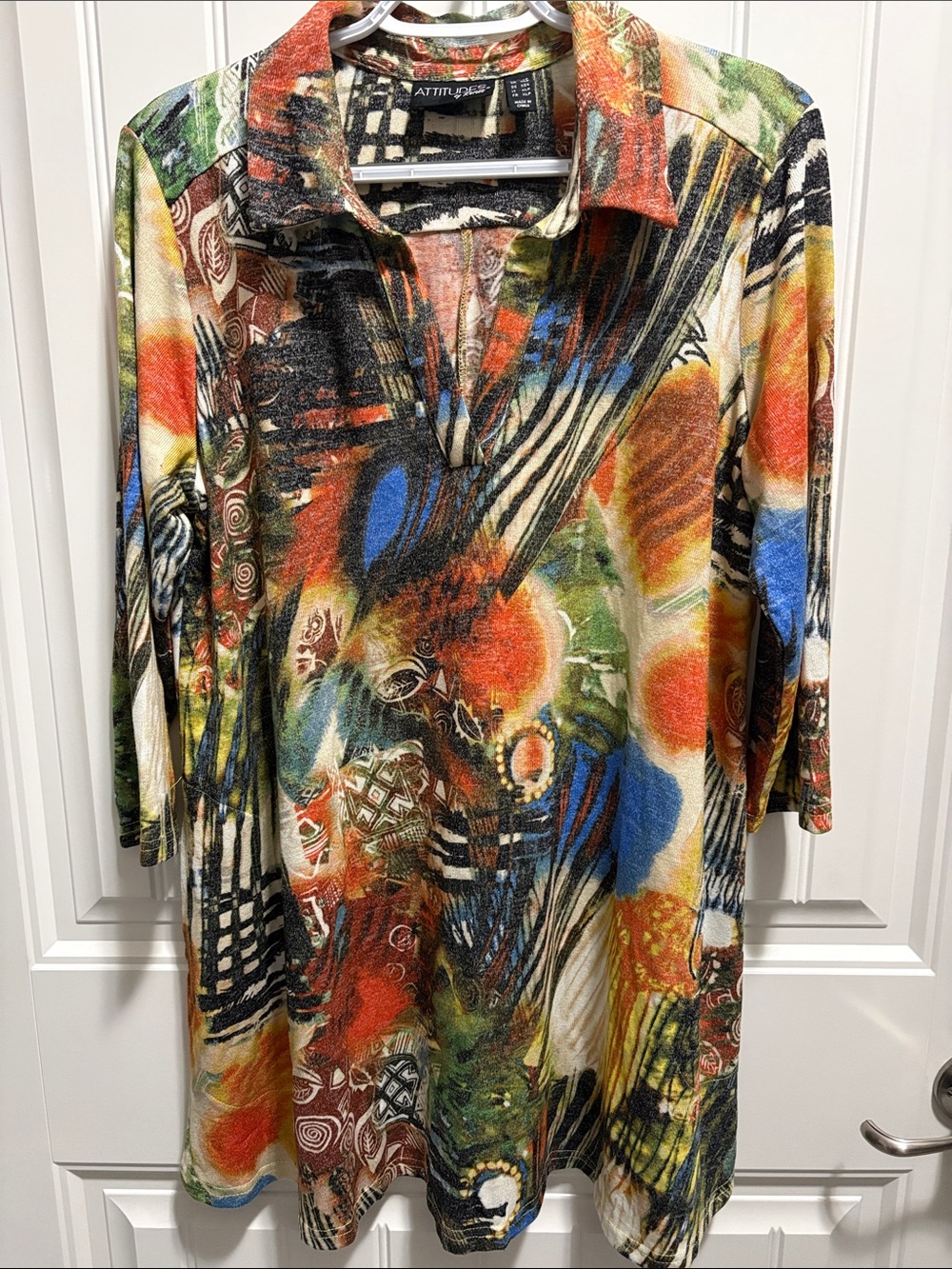 Attitudes by Renee XLP Abstract Print Tunic Top Multicolor